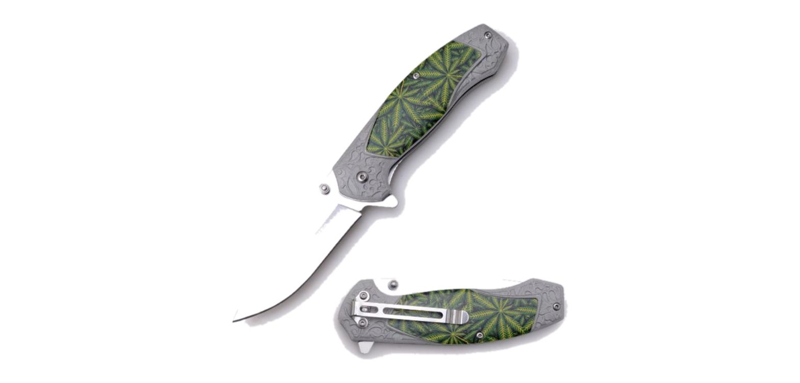 Snake Eye Tactical Snake Eye Tactical - Leaf Design Handle Spring Assist Knife - SE- 1162D2
