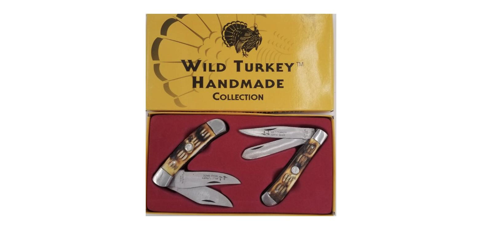 Wild Turkey Handmade Wild Turkey Handmade- Manual Folding Blade 2pc Gift Knife Set - KT-6514-7114